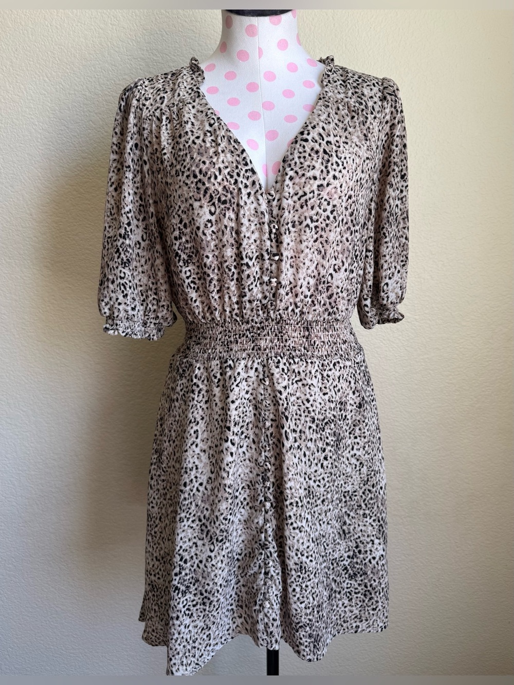 BB Dakota x Steve Madden Beige and Black Animal Print Mini Dress